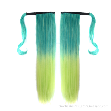 Wholesale Chorliss High Quality Ombre Double Drawn Wrap Ponytail With Natural Straight Tie In Ponytail Extensions Synthetic Hair